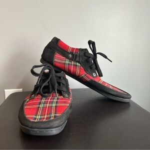 T.U.K. Red Plaid & Faux Suede Sneakers